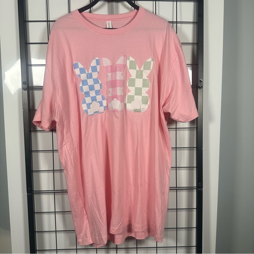 Next Level Apparel Pastel Pink Easter Bunnies Short Sleeve Shirt Unisex XL